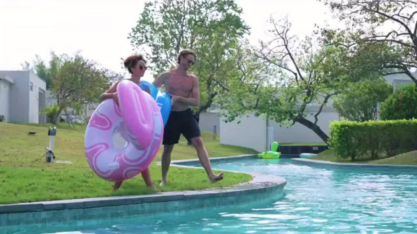 Inflatable Pool Float Sofa Chair with Raised Backrest, Mesh Seat, Dual Handles and Cup Holder
