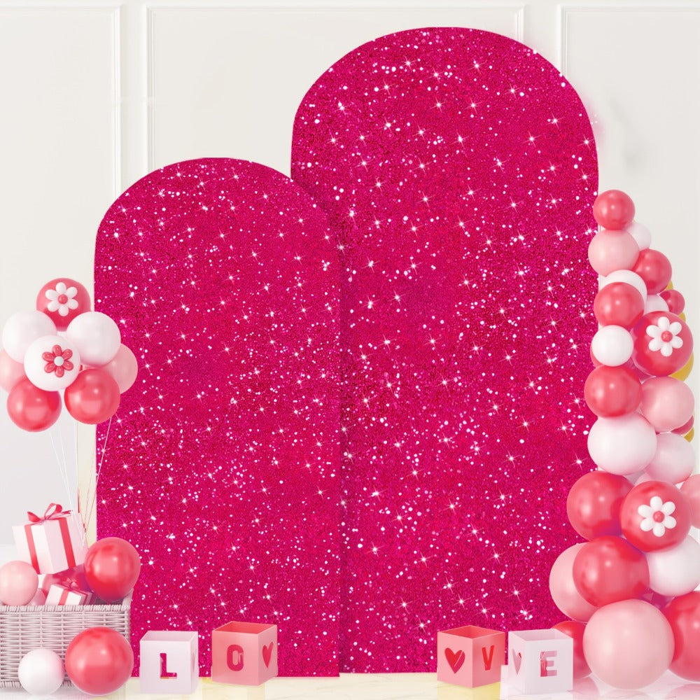 Glitter Sequin Arch Cover 2 Set 6Ft & 7.2Ft Metallic Spandex Payette Panel Wedding Arch Backdrop Cover for Wedding Ceremony, Birthday Party