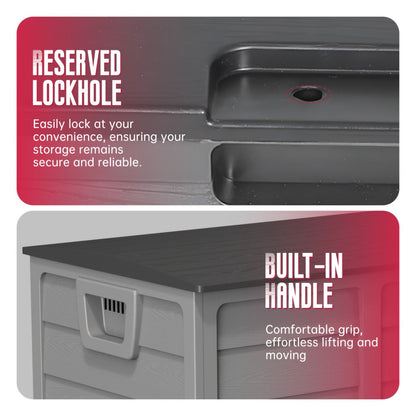 75-Gallon Outdoor Storage Box with Hinged Lid, Side Handles and Black or Gray Checkout Options