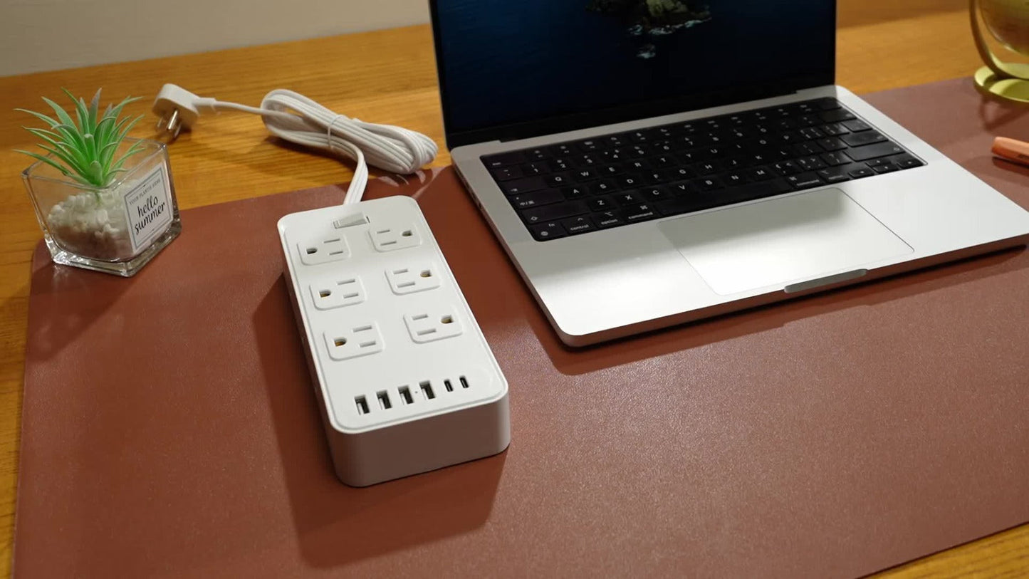 Power Strip 18-in-1 Charging Station with 12 AC Outlets, 4 USB-A, 2 USB-C and 5-Foot Flat-Plug Cord