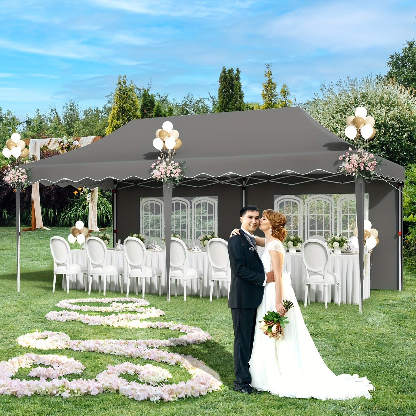 Pop Up Canopy Tent with Sidewalls, Outdoor Party Wedding Backyard for Garden, Patio and Yard Use