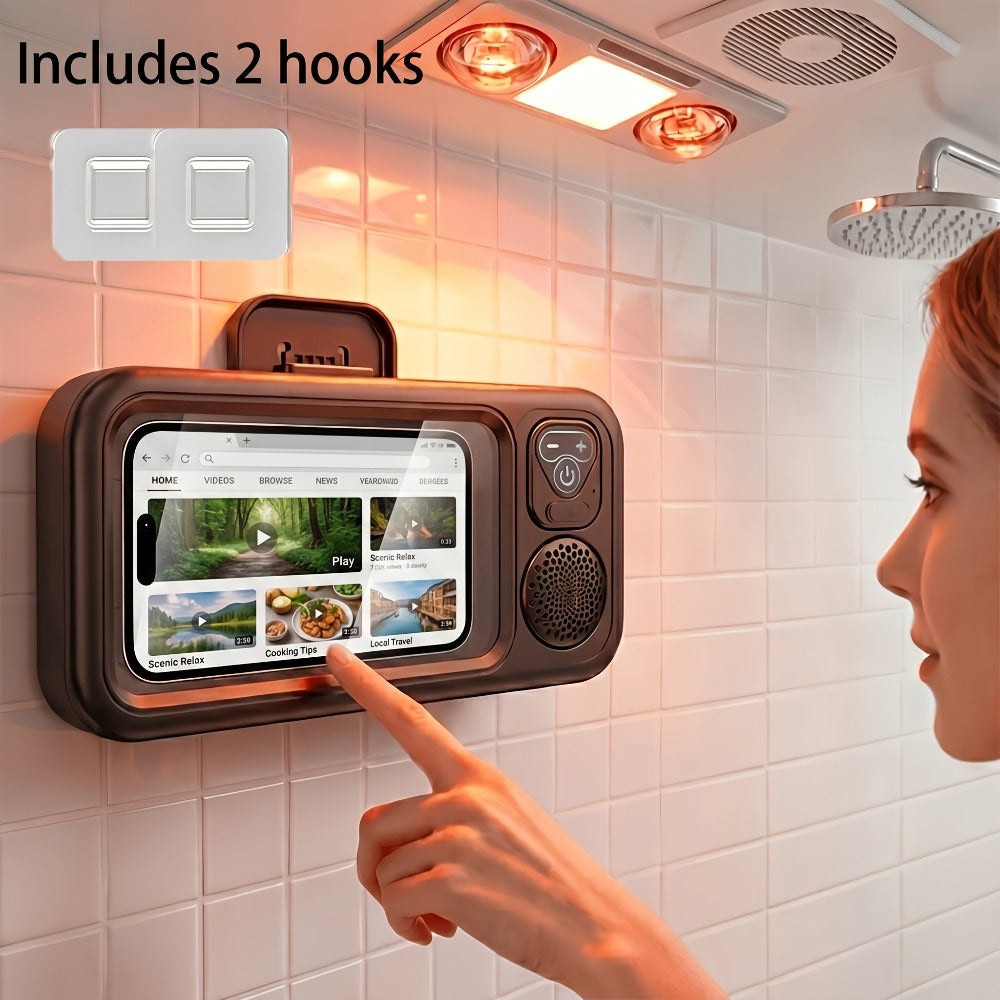 Shower Phone Holder Wall Mount with Bluetooth Speaker for an Everyday Personal Care Routine