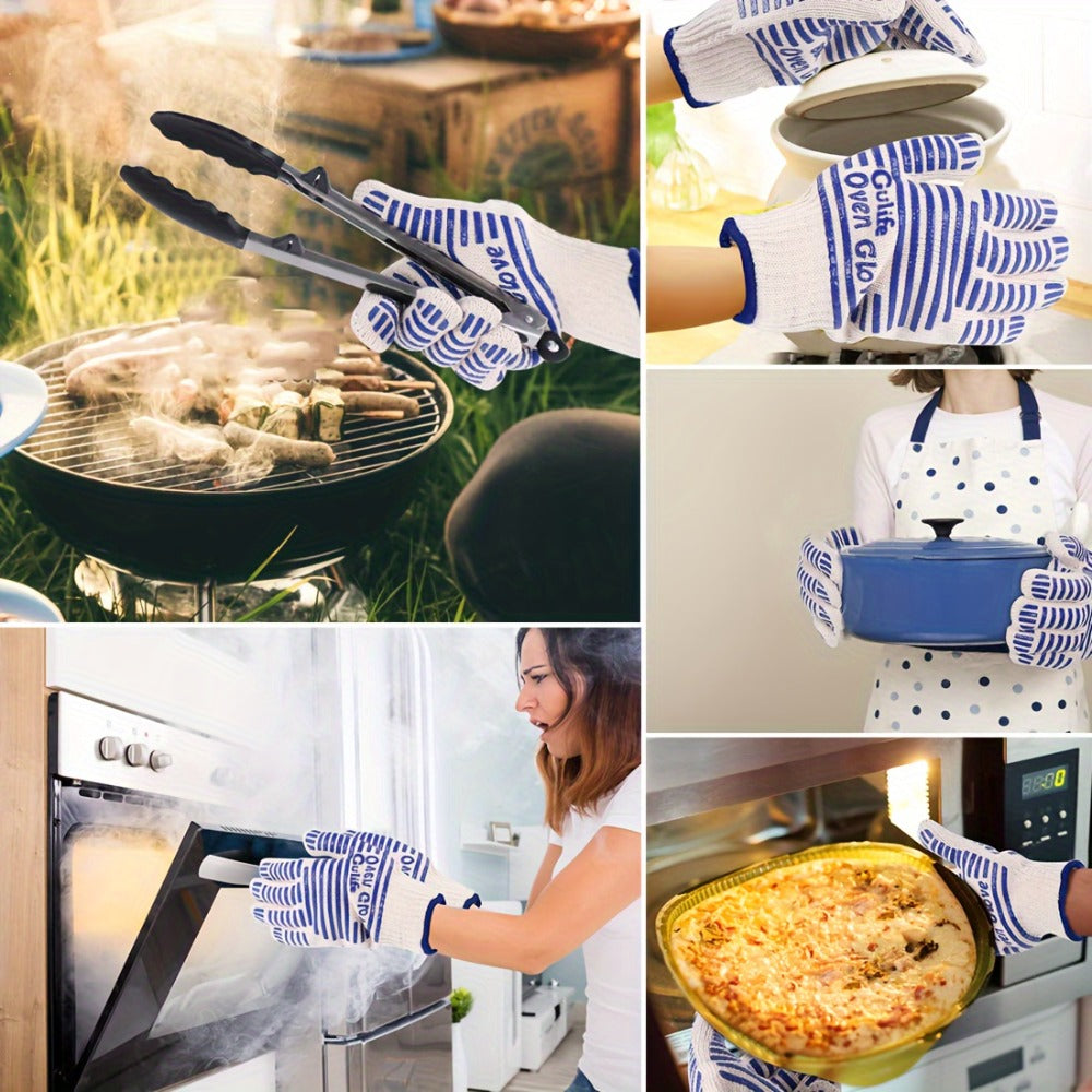 Silicone Oven Mitts with Fingers Heat Resistant Gloves for Cooking Baking BBQ Grilling – Kitchen Oven Gloves 2pcs or 4pcs Set