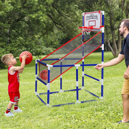 Kids Adjustable Basketball Hoop Set with 2 Balls & Storage – Indoor Outdoor Sport Toy for Ages 3–6, Thick PVC Frame | Best Birthday