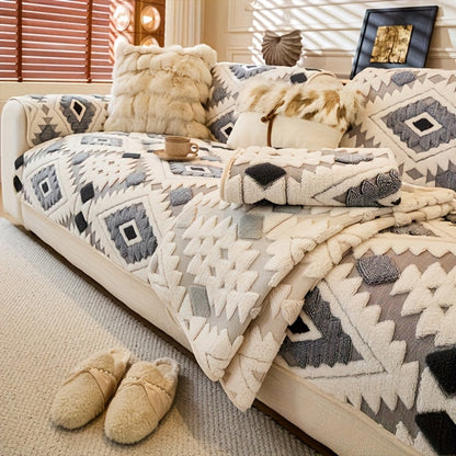 Sofa Cover, Thick Plush Couch Pad with Backing Detail in Three Colors and Seven Seat or Arm Sizes
