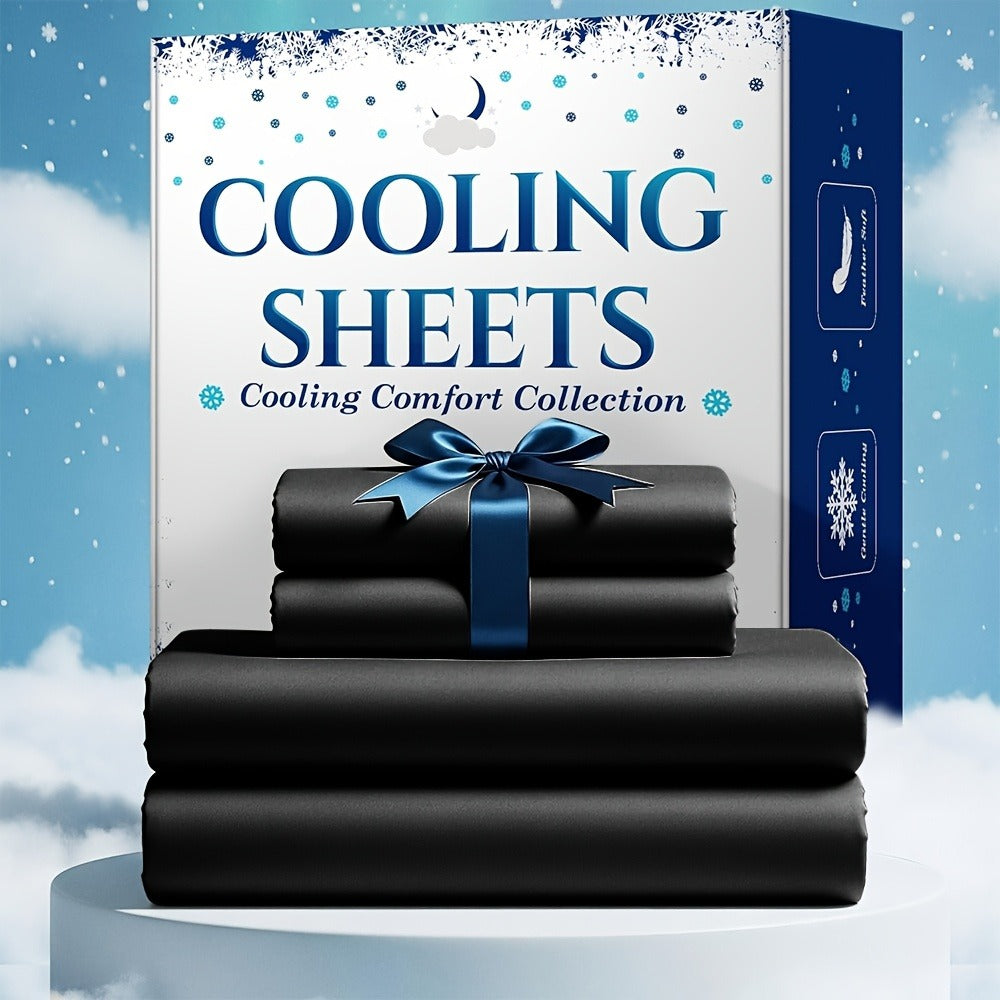 Bamboo Blend Cooling Bed Sheet Set 4pcs – Ultra Soft Breathable Kids Sheets, Deep Pocket Fitted Sheet 18"-24"