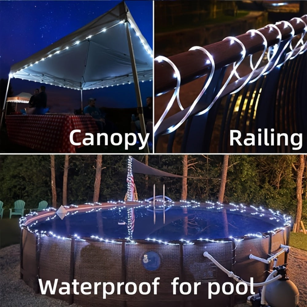 Solar Rope Lights Outdoor, Fairy String Lights with Remote Control 8 Modes 1200mAh Battery for Garden Patio Fence Tree Wedding Party