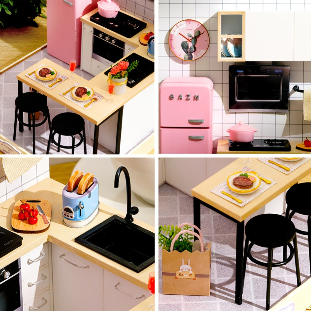 DIY Miniature Dollhouse Kit with Dust Cover Small, Mini House Model No Glue with the Listed Color, Size or Set Options for Everyday Use
