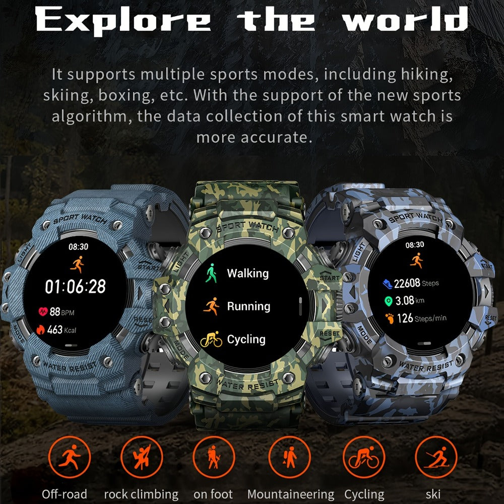 Smartwatch for Men 1.32 Inch Tactical Watch with LED Flashlight, SOS and 100+ Sport Modes in Eleven Colors