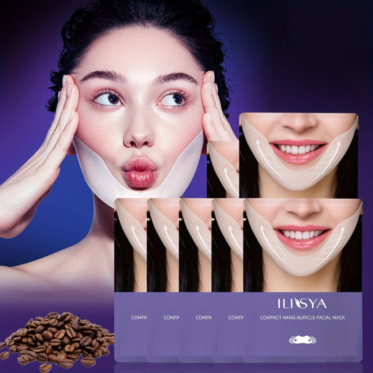 V-Line Face Mask 7 Pieces Hydrogel Chin Lifting & Jawline Contouring – Collagen, Hyaluronic Acid & Coffee Extract Firming Tightening