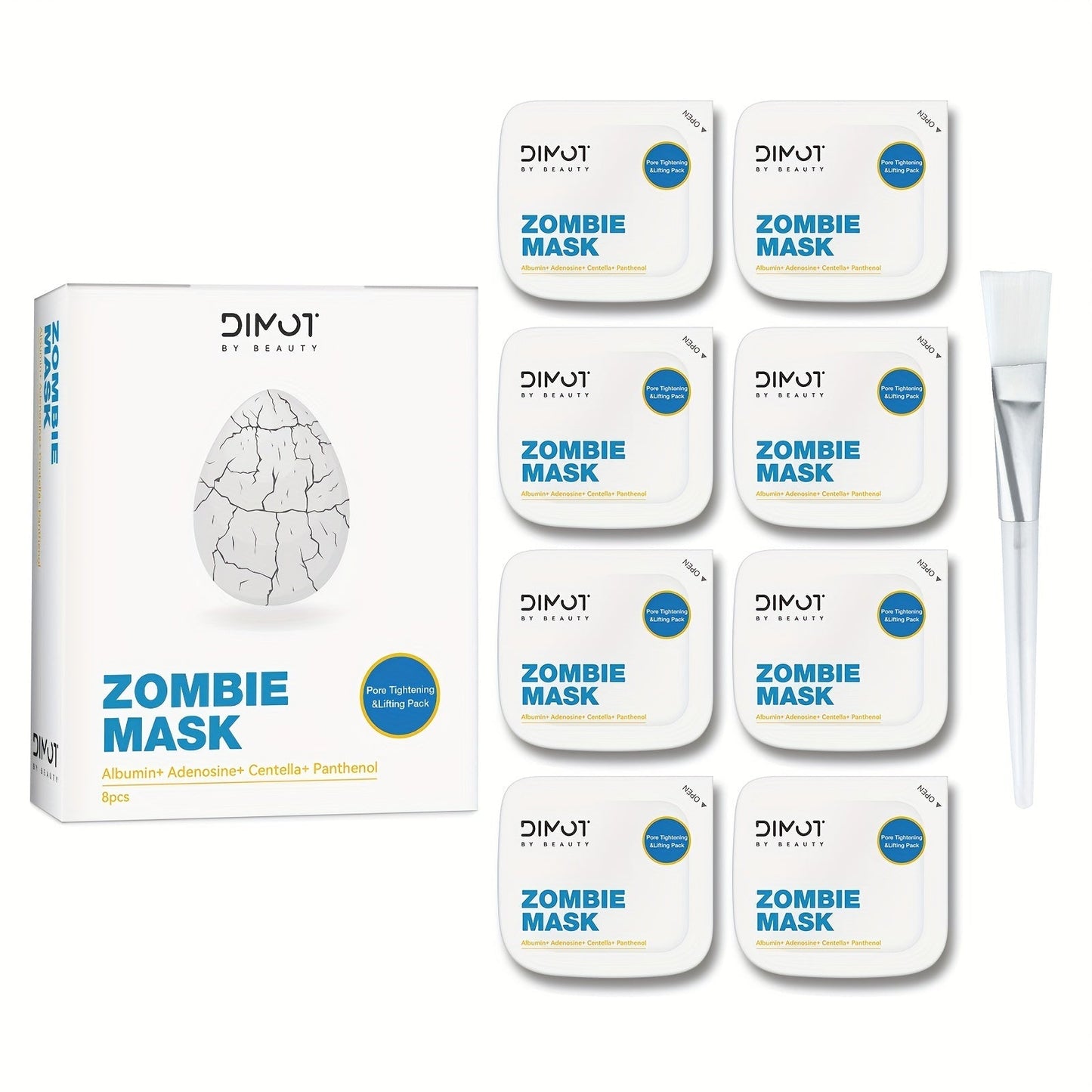 Zombie Face Mask 8pcs Plant Squalane Skin Texture Improving Facial Mask Set for Women for Bath Time, Home Spa and Personal Care