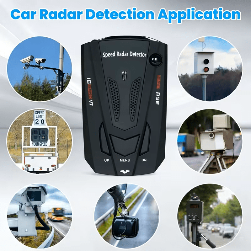 Radar Detector for Cars V7 Upgraded Chip 360 Degree Signal Reception City Highway Mode Compact Design Long Range Detection Speed Camera