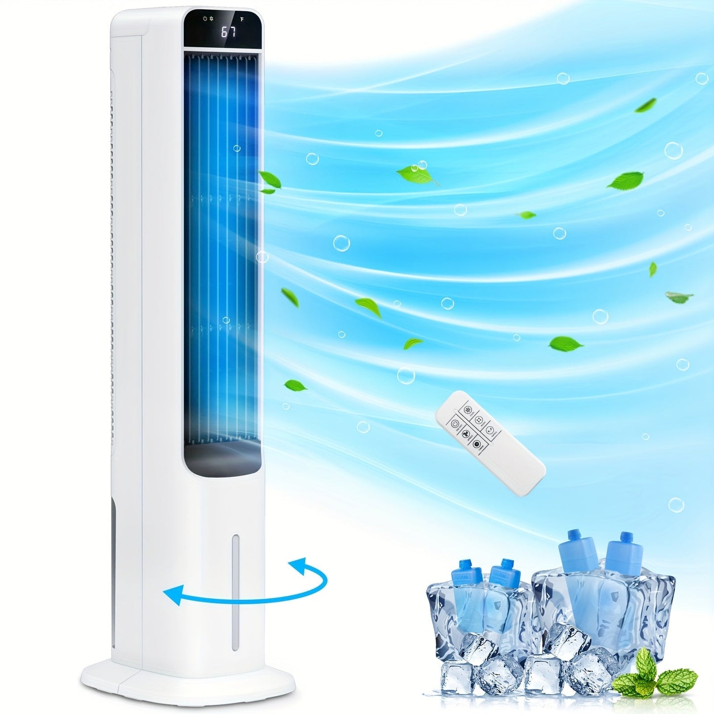 Evaporative Air Cooler Portable 1.32 Gal, 3-in-1 Swamp Cooler Fan Humidifier with Ice Cooling, 4 Ice Packs
