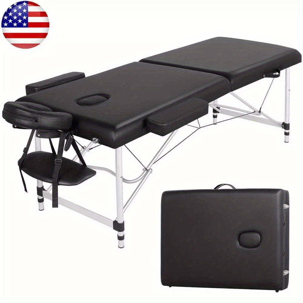 Portable Massage Table Foldable Aluminum Spa Bed, 3-Fold Adjustable Height 24" Wide Padded Treatment Bed