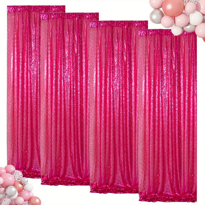 Sequin Backdrop Curtain for Party Wedding – 4x8ft Shimmering Glitter Curtain for Birthday Photo Booth Stage Decoration, Easy Hang