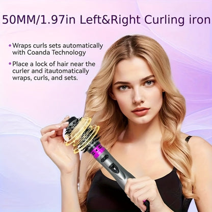 Rotating Hot Air Brush 2-in-1 Auto Curl & Straighten Styling Comb, One-Step Salon Blowout Results at Home