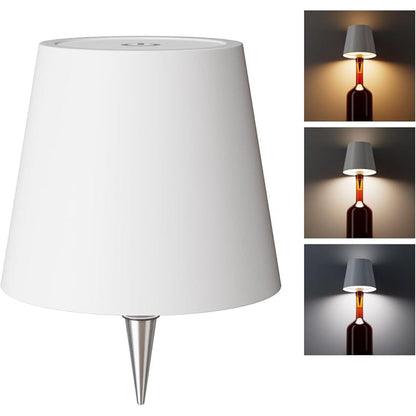 Table Lamp with Rechargeable Bottle-Top LED Shade, Three Color Temperatures, Touch Dimming and Five Options