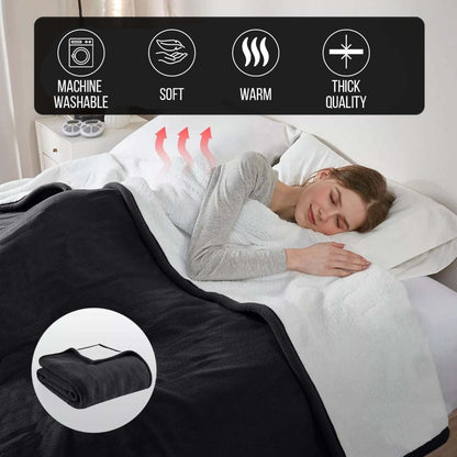 480GSM Sherpa Fleece Blanket, Double-Sided Heavy Throw for Couch, Bed & Travel, Reversible All Season