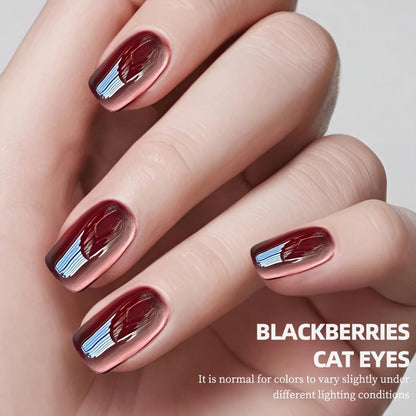 Gel Nail Polish 5-Piece Magnetic Cat-Eye Set with Ruby, Raspberry, Blackberry, White-Moonlight and Clear Shades for UV/LED Cure