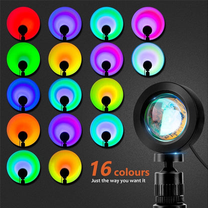 RGB Sunset Lamp Projection with Stand & Remote Control, USB Color Changing Sunset Light for Bedroom