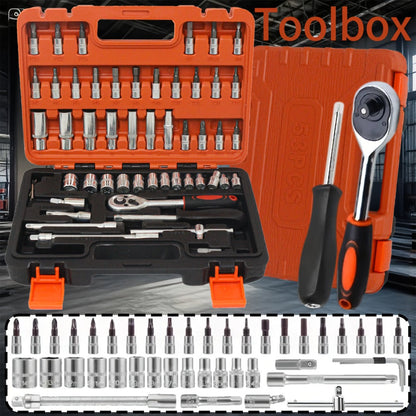 Premium Stainless Steel Repair Tool Kit 55/82/94/121PCS – Complete Automotive & Home Repair Set | Multi-Function Hand Tools | No Charging