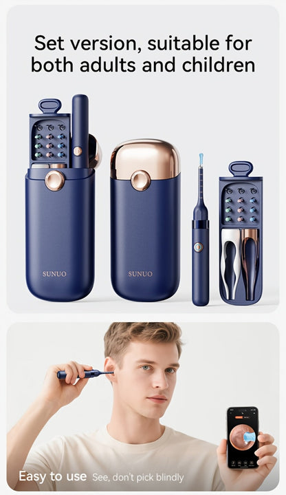 Upgraded 1080P Ear Wax Removal Tool with Camera & Storage Case – LED Light, iOS & Android Compatible, Complete Ear Cleaning Kit