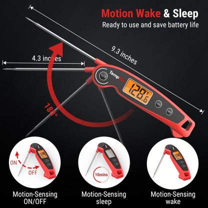 Instant Read Meat Thermometer with Motion Sensing, Digital Food Thermometer for Kitchen BBQ Grill Smoker Oil Candy Cooking