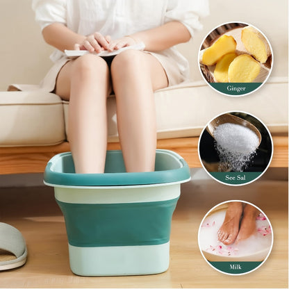 Large Collapsible Foot Soak Tub 15L 4 Gallon Foot Bath Basin Massage Acupoints Handles Foldable Multifunction Plastic Bucket Pedicure Bowl