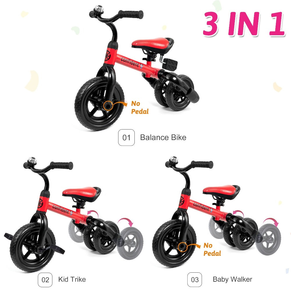 3-in-1 Foldable Toddler Tricycle Balance Bike with Detachable Pedals with the Listed Color, Size or Set Options for Everyday Use