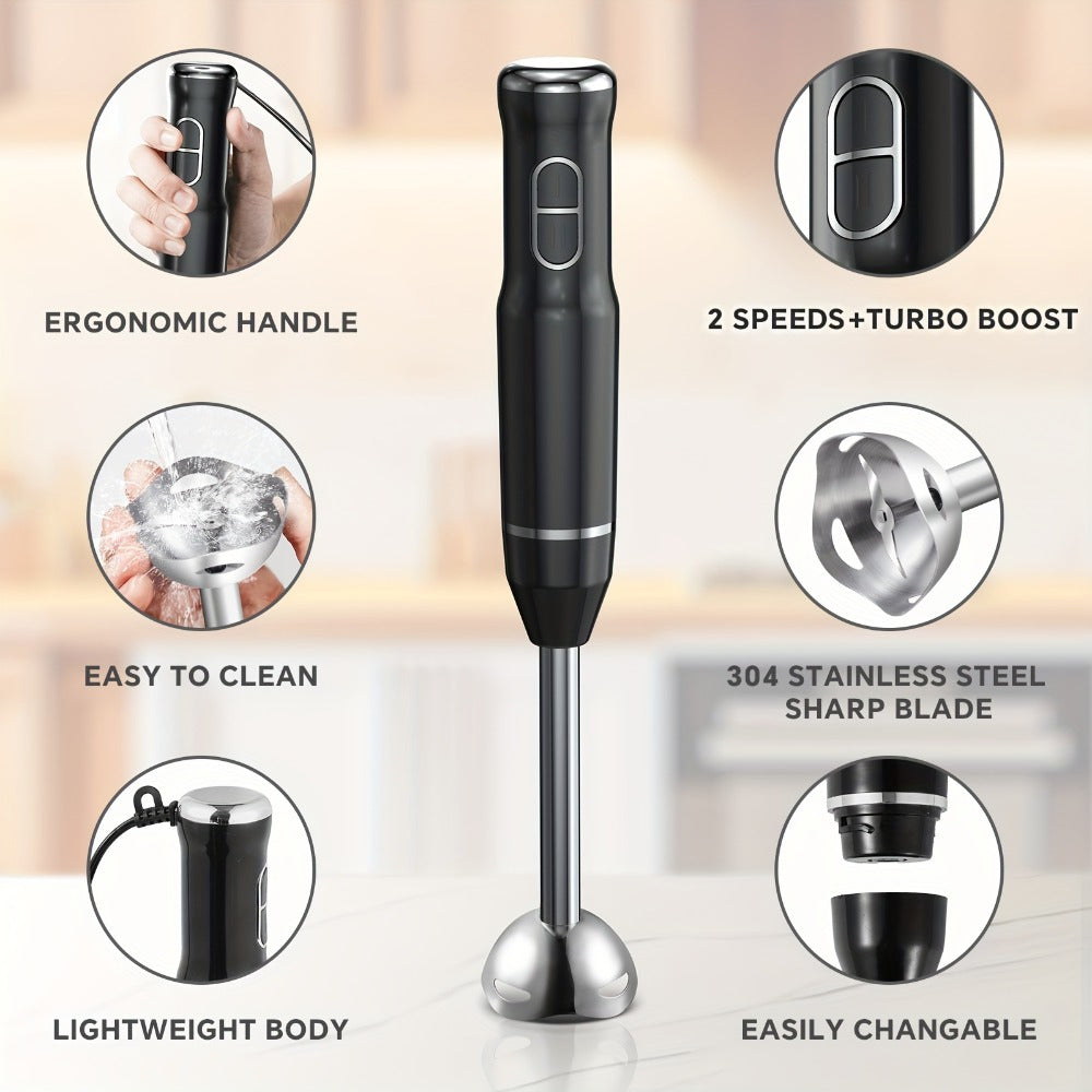 Corded Immersion Blender with Stainless-Steel-Look Blending Head, Two Controls and 38cm Height