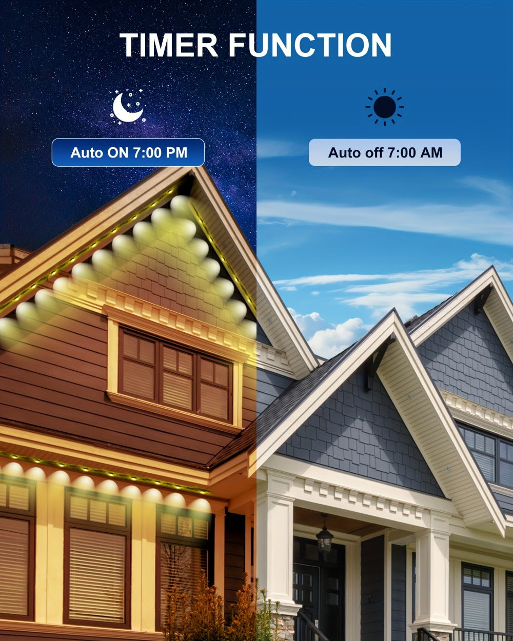 Permanent Outdoor Lights for Eaves RGB Color Changing, Music Sync, Dimmable, Timer, Multicolor & White