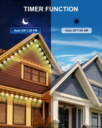 Permanent Outdoor Lights for Eaves RGB Color Changing, Music Sync, Dimmable, Timer, Multicolor & White