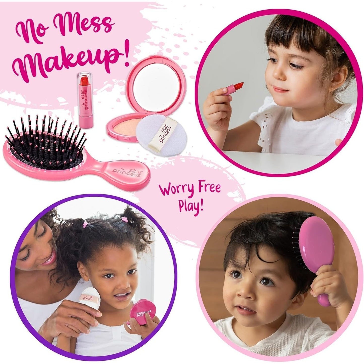 Girls Play Purse Set with Accessories 9pcs, Pretend Makeup, Toy Keys, Fake Phone & Credit Card, Toddler Dress Up Handbag Role Play Toy