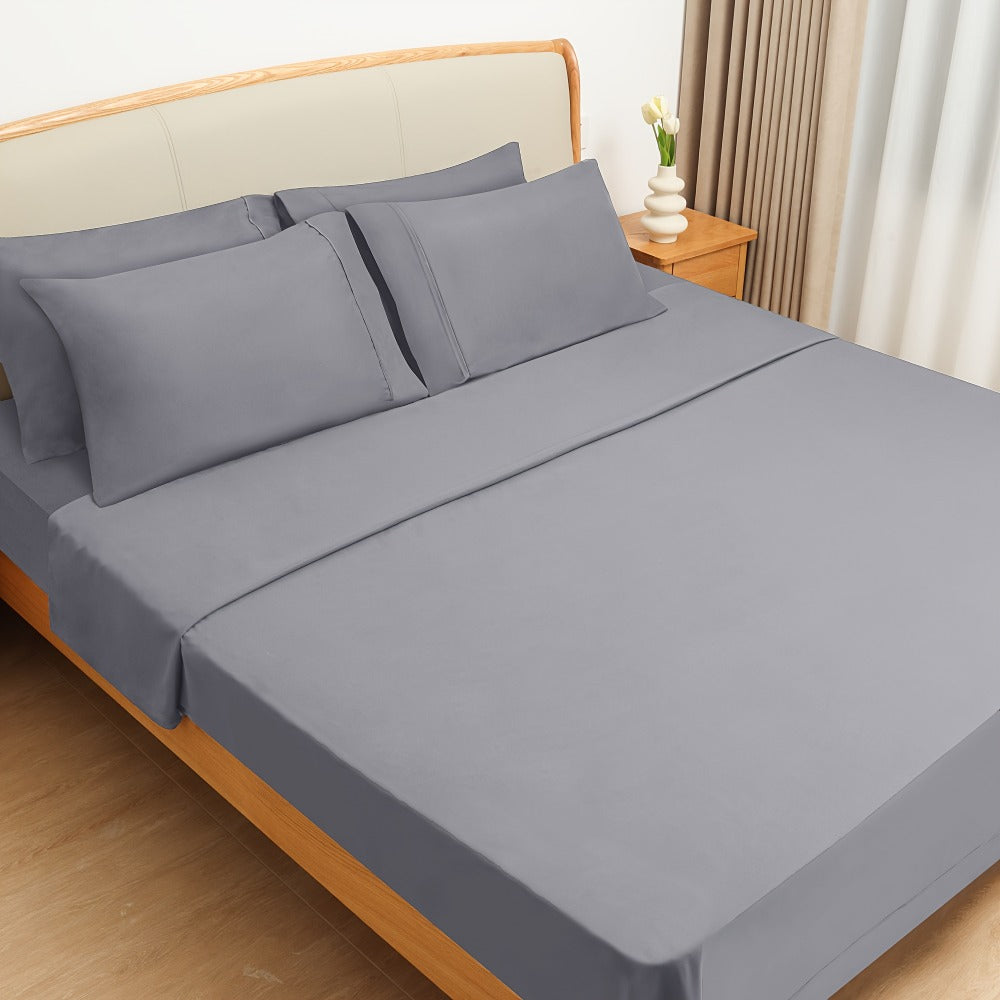 Bed Sheet Set California King 6-Piece Microfiber with 18-Inch Pocket and Sixteen Solid Color Choices