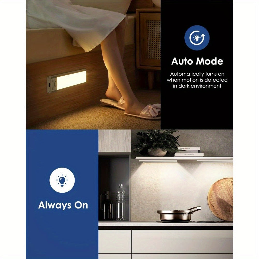 Rechargeable Under Cabinet Lights Wireless, 68 LED Motion Sensor Cabinet Light with 3 Color Temps & 2000mAh Battery