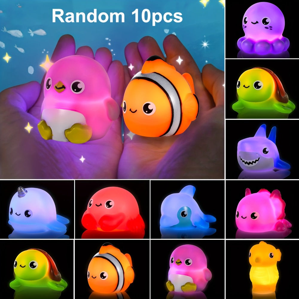 Sea Animal Light Up Bath Toys for Babies & Toddlers, 6/10 Pcs Color-Changing Floating Bathtub Toys