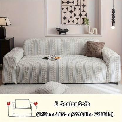 Sofa Cover Zigzag-Texture Fitted Slipcover for 1, 2, 3 or 4-Seater Sofas in Four Neutral Colors