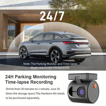 KAWA Mini 3 2K Dash Cam – 1296P QHD WiFi APP & Voice Control, Super Capacitor, Color Night Vision, WDR, Loop Recording, 24H Parking Monitor
