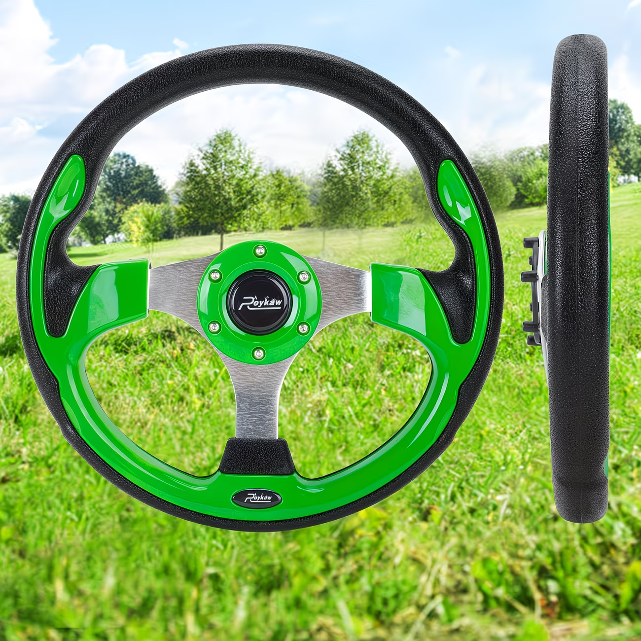 Golf Cart Steering Wheel 12.5 Inch Universal Fit – Compatible with Club Car DS Precedent Tempo, EZGO RXV TXT