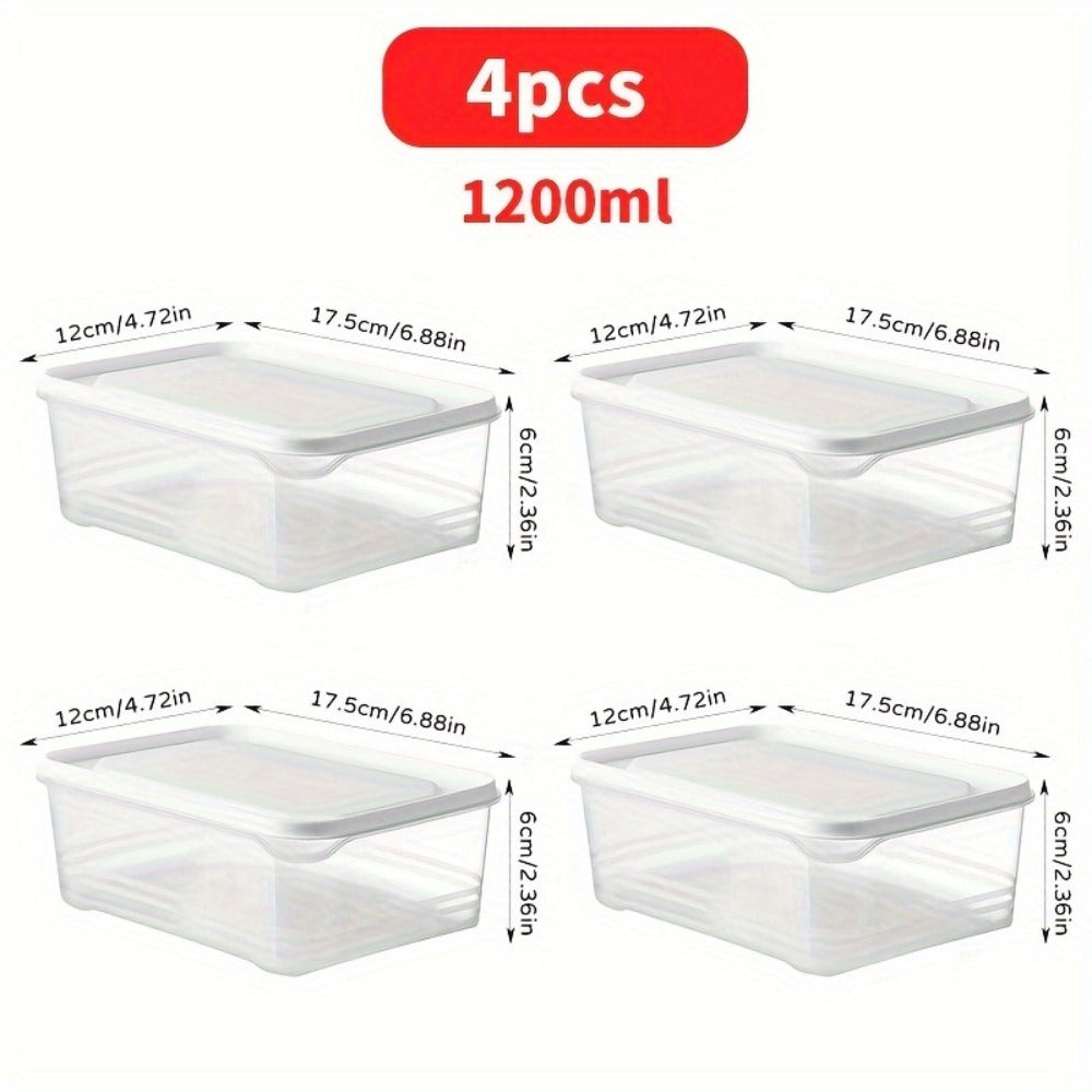 Stackable Refrigerator Storage Containers with Lids 4pcs, 42-Oz BPA-Free Food Storage Set for Meat Fruits Vegetables