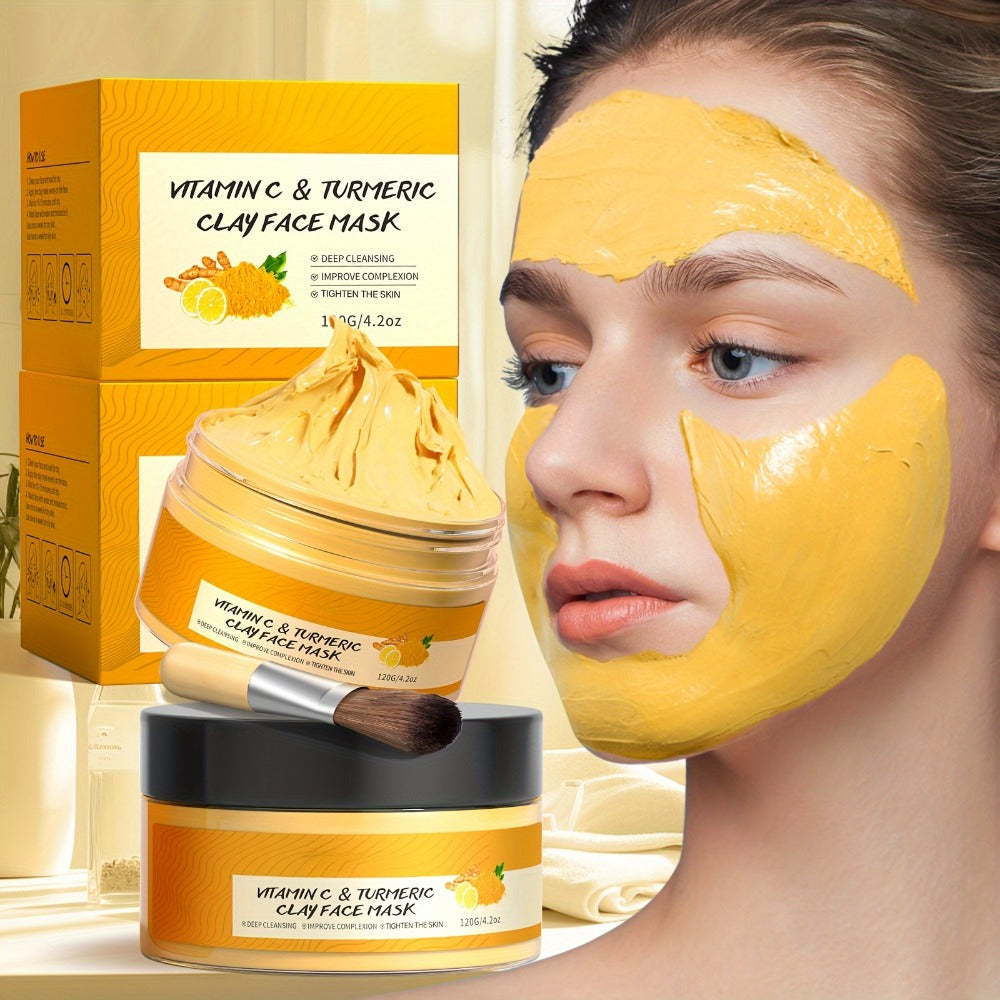 Turmeric Vitamin C Mud Mask 100ml - Deep Cleansing Pore Minimizer Face Mask, Remover Radiant Skin Weekly Skincare for Women