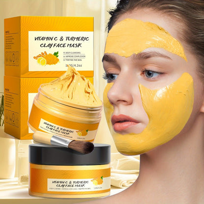 Turmeric Vitamin C Mud Mask 100ml - Deep Cleansing Pore Minimizer Face Mask, Remover Radiant Skin Weekly Skincare for Women