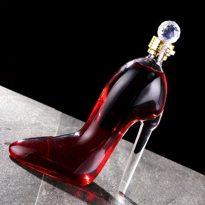 High Heel Shoe Decanter Crystal Glass with Stopper 26oz, Handmade Transparent Wine Decanter for Kitchen Dining Decor