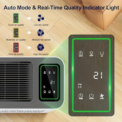 Air Purifier with HEPA Filter, PM2.5 Display, Air Sensor, Auto Mode, Timer and Two Color Options