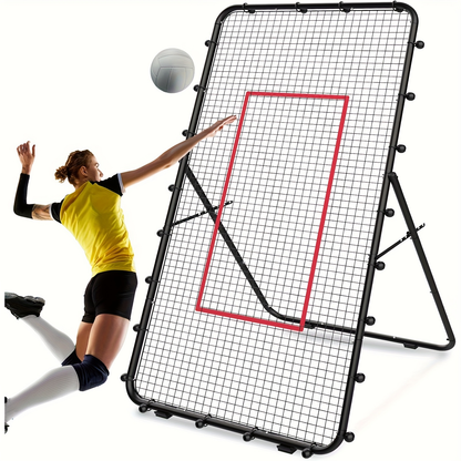 Volleyball Rebounder Net 7x4ft Adjustable Angle – Portable Steel Frame Training Rebounder with High-Tension PE Netting & 24 Elastic Cords