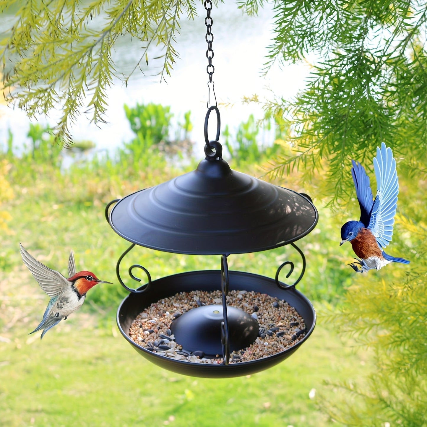 Bird Feeder, Hanging Metal Outdoor Garden Yard Decor Bird Lover Gift for Garden, Yard and Pest Management