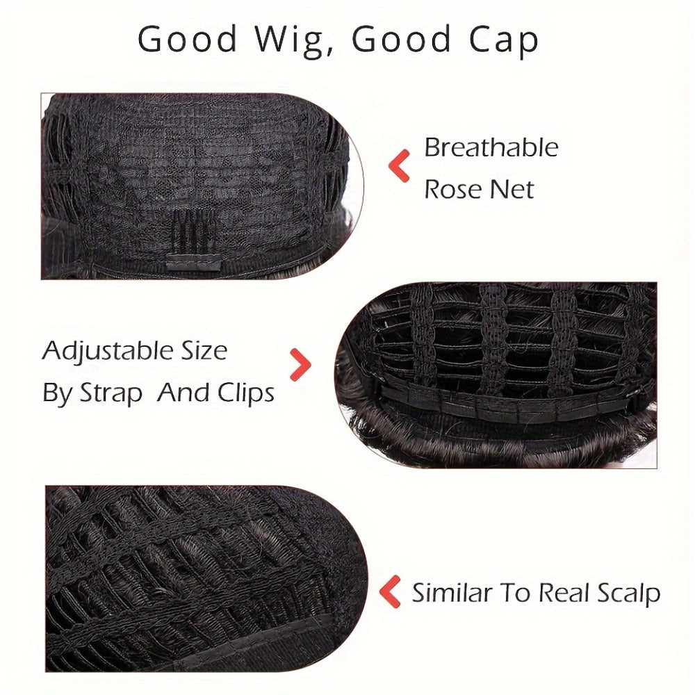 Synthetic Wig 12-Inch Short Wavy Style in Black, Dark Brown, Reddish Brown or Deep Red for Parties