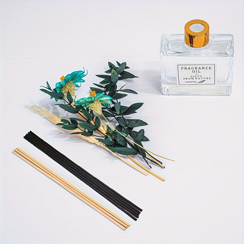 Reed Diffuser Set with Real Flowers - 4.05 oz 120ml Scented Home Fragrance Aromatherapy for Entryways, Bedrooms and Living Spaces