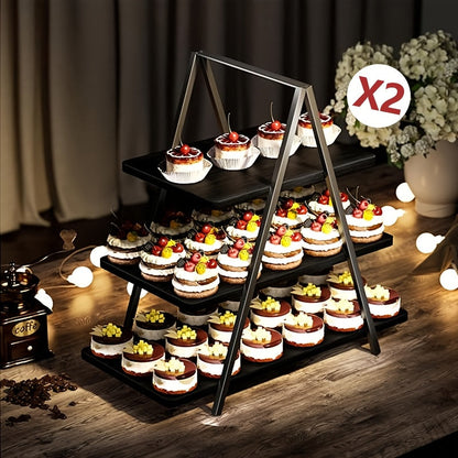 3-Tier Wooden Cupcake Stand, Holds 50 Cupcakes, Dessert Display Rack for Wedding, Birthday Party & Halloween