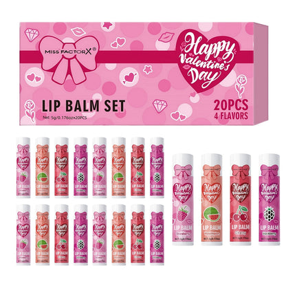 Glossy Tinted Lip Balm Set 20 PCS Gift Box – Moisturizing Long-Lasting Hydration Replenishing Lip Care for Dry Sensitive Lips Women Birthday